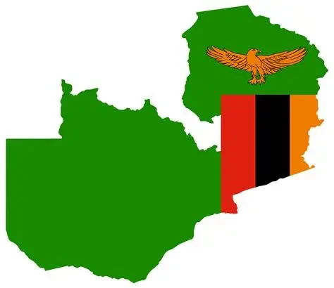 Zambia map with national flag